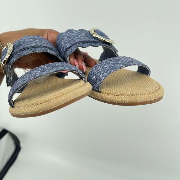 Dolce Vita Women’s Alroy Blue Woven Raffia Scalloped Slide Sandals Size 9 - Picture 13 of 15
